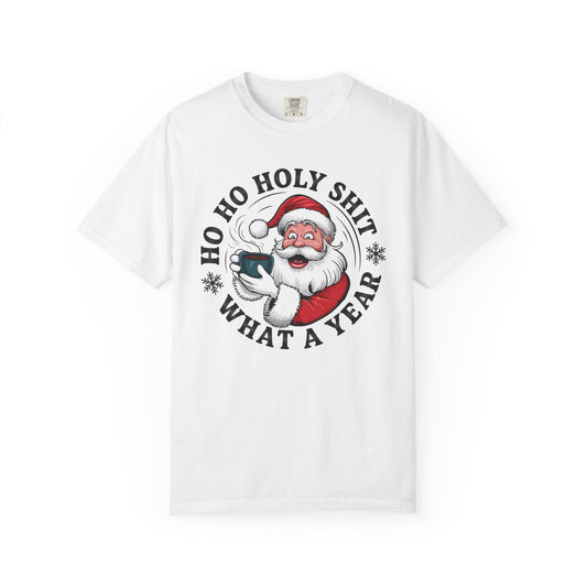 Santa 'Ho Ho Holy Shit What a Year' Christmas T-Shirt