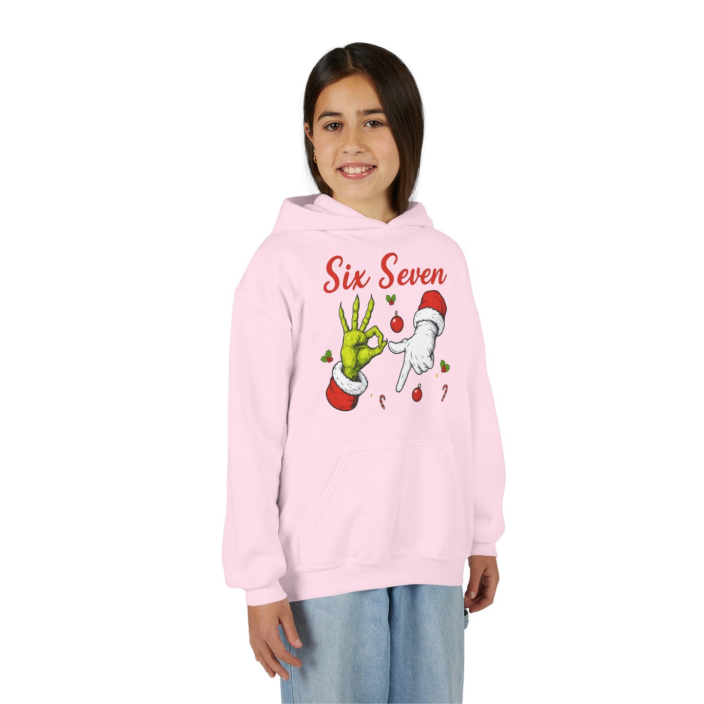 Youth Hoodie — 'Six Seven' Grinch Holiday Graphic
