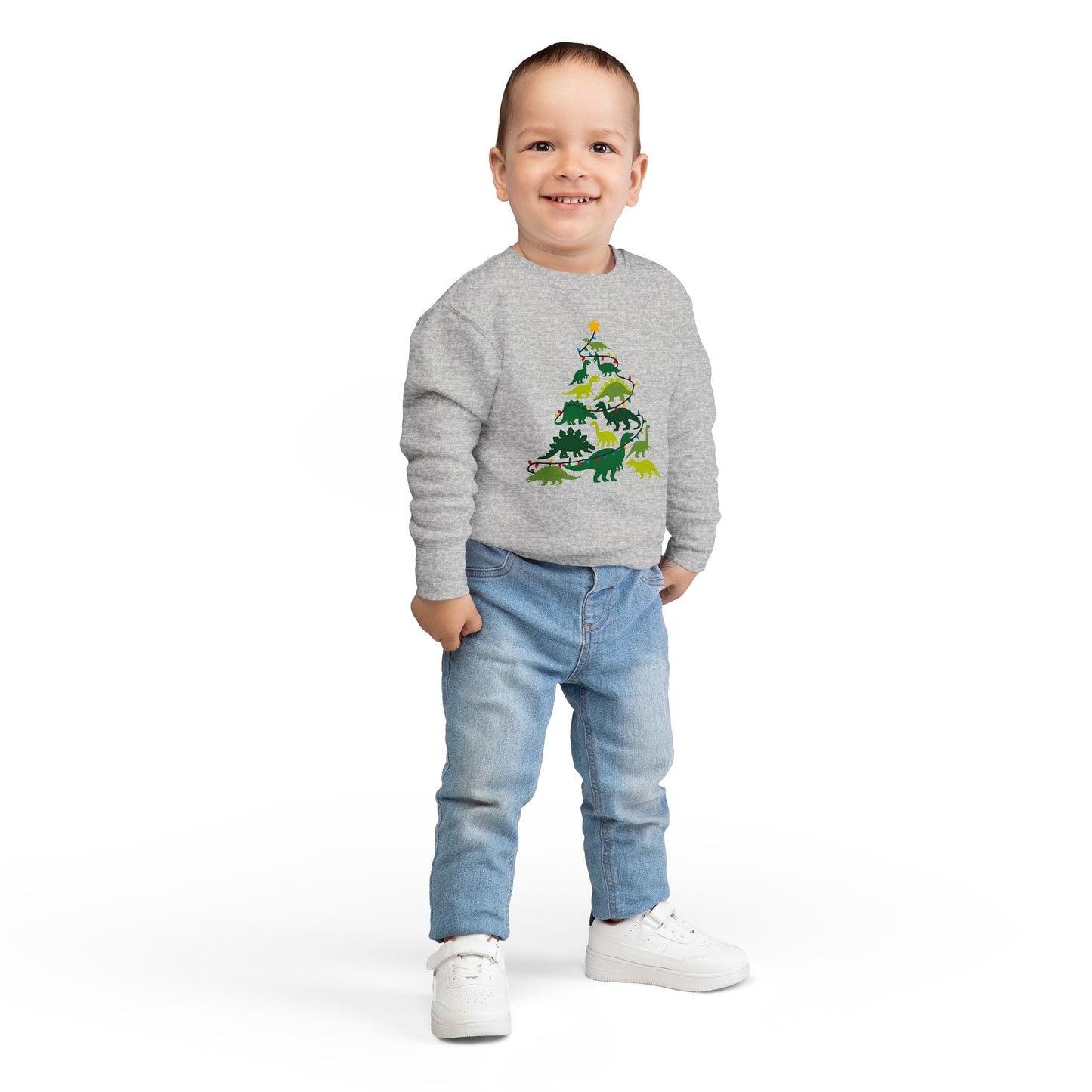 Toddler Sweatshirt - Dino Christmas Tree Holiday Crewneck