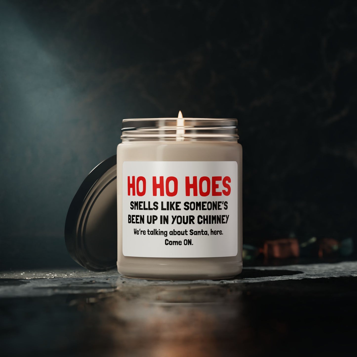 Ho Ho Hoes Scented Soy Candle — Funny Christmas Holiday Candle, 9oz (Smells Like Someone’s Been Up In Your Chimney)