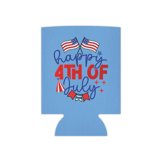 Happy 4th of July Can Cooler – Patriotic American Flag Drink Koozie