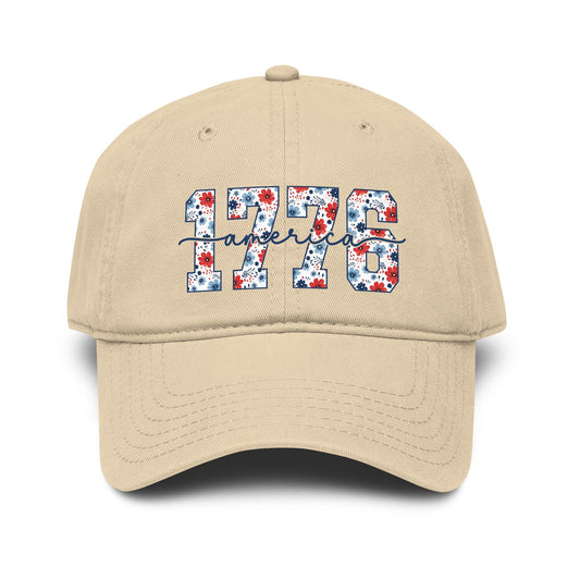 Baseball Cap — '1776 American' Floral Vintage Washed Hat