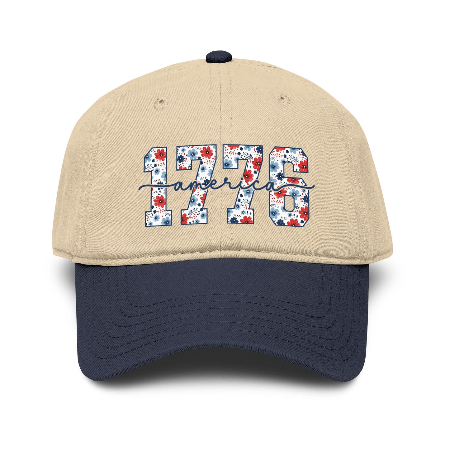 Baseball Cap — '1776 American' Floral Vintage Washed Hat