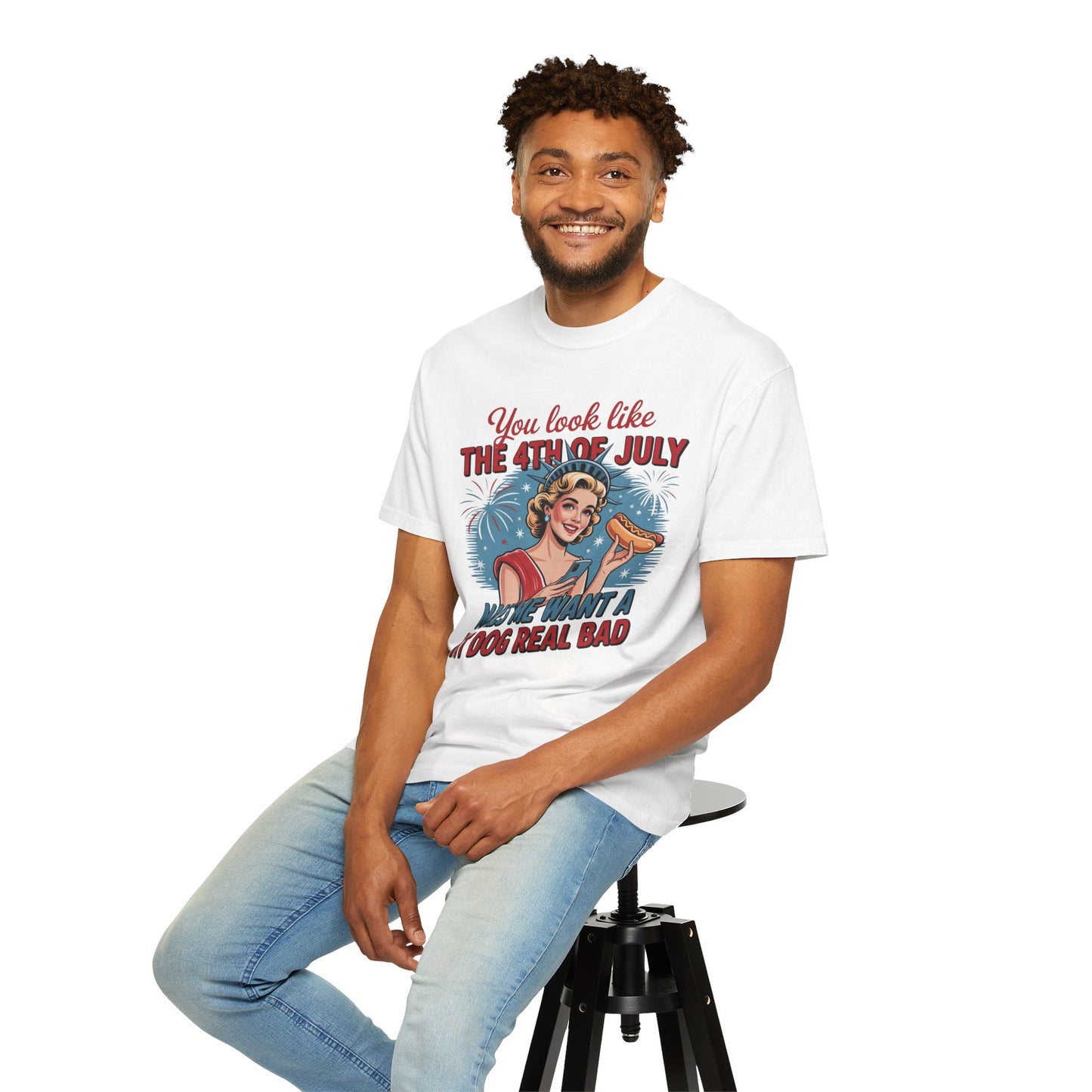 4th of July Hot Dog Tee — Funny Retro Independence Day Graphic T‑Shirt