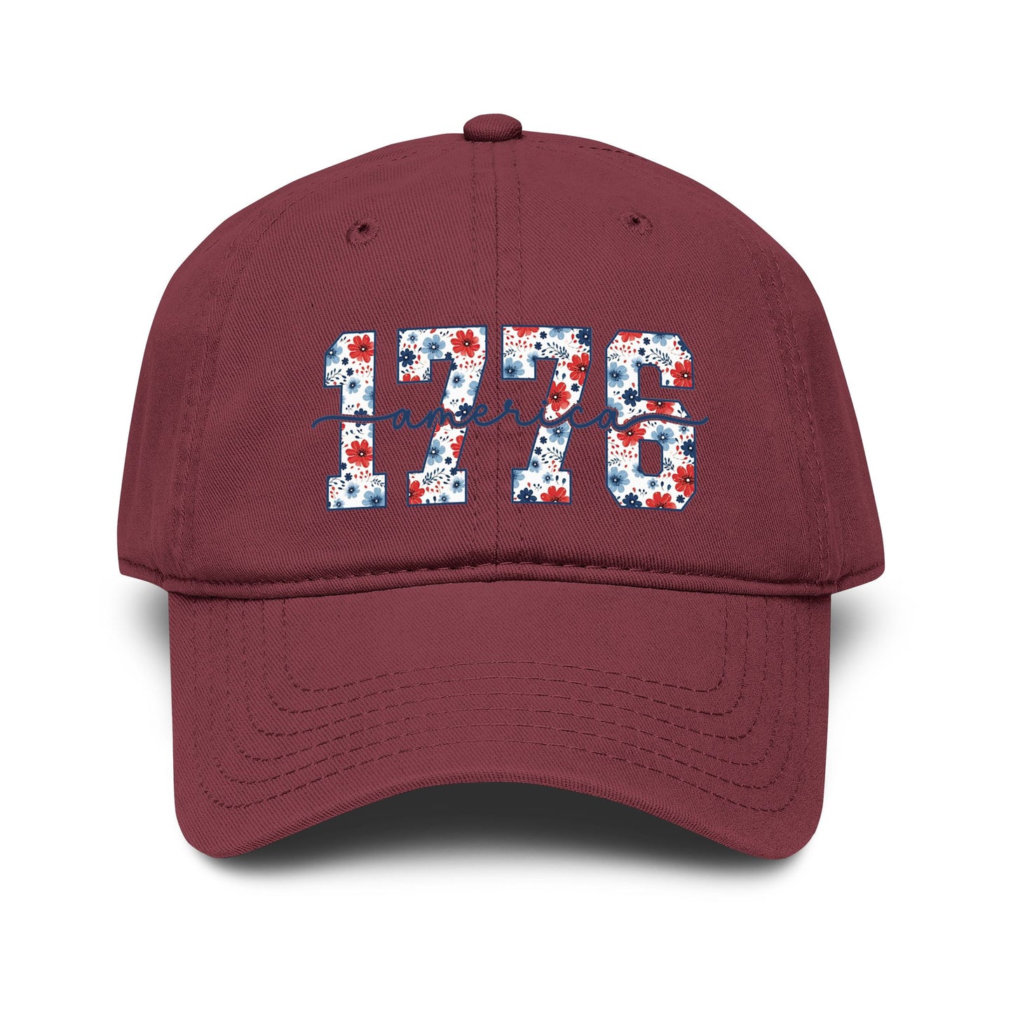 Baseball Cap — '1776 American' Floral Vintage Washed Hat