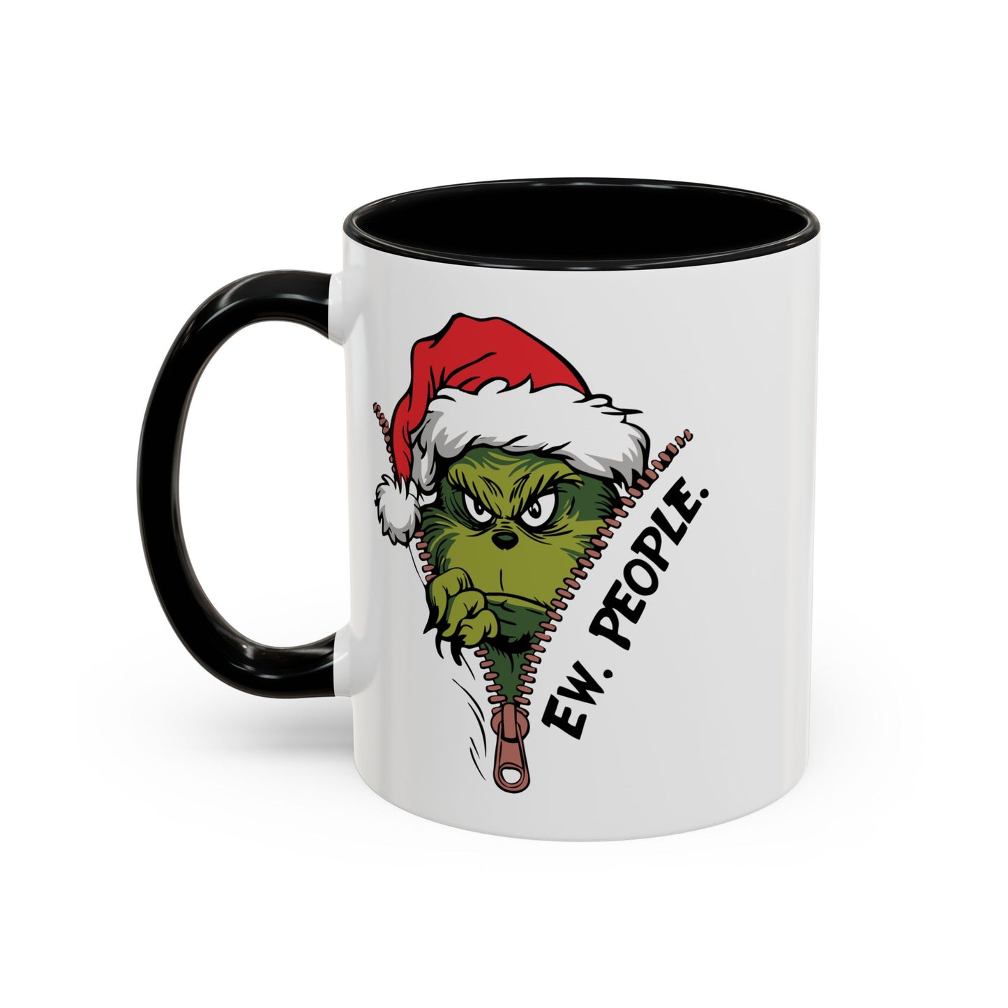 2 Sided Grumpy Grinch Holiday Coffee Mug — "Ew, People." Accent Ceramic Mug