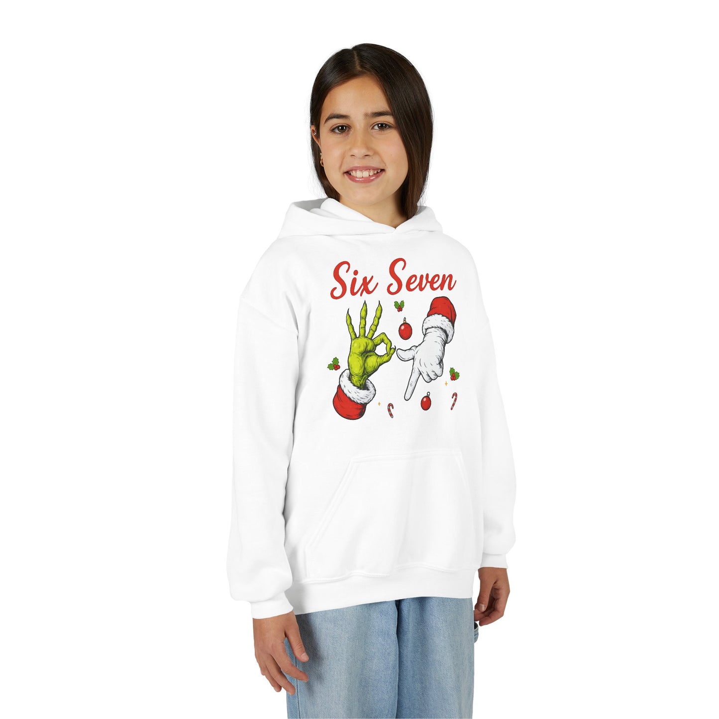 Youth Hoodie — 'Six Seven' Grinch Holiday Graphic