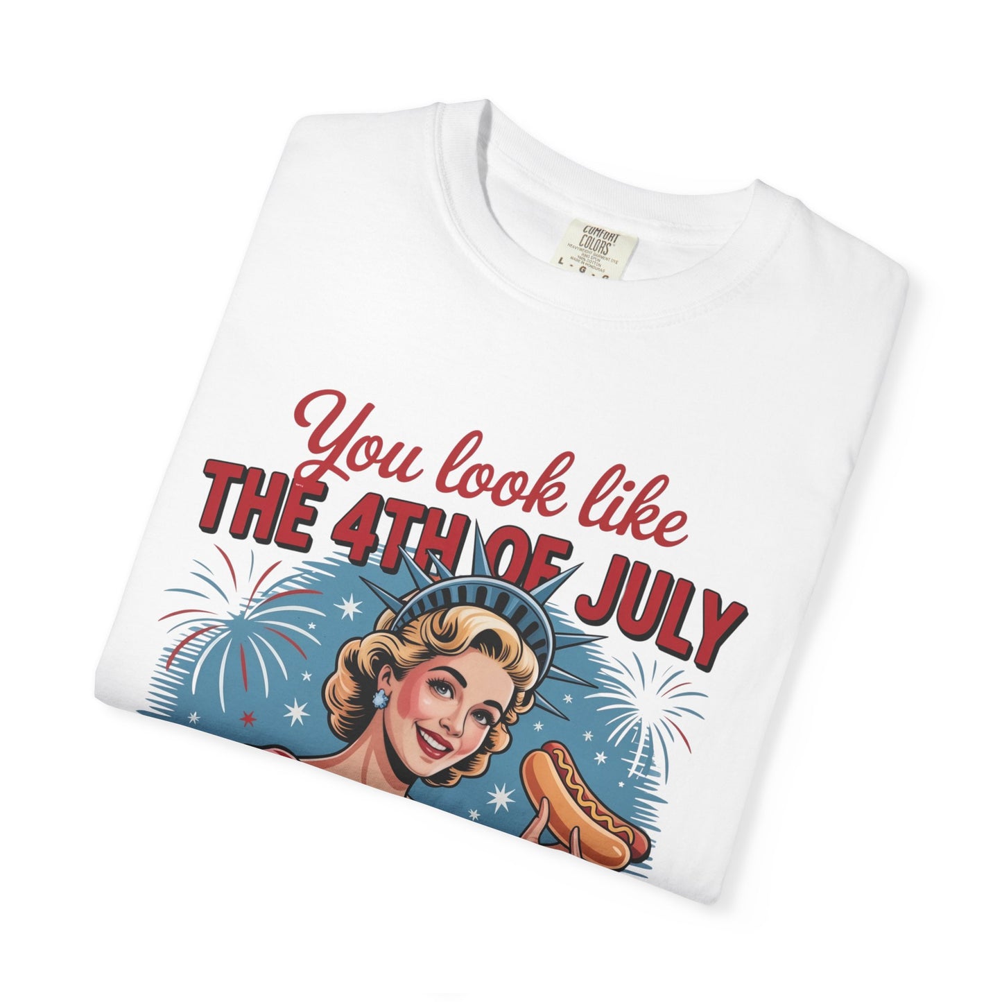 4th of July Hot Dog Tee — Funny Retro Independence Day Graphic T‑Shirt