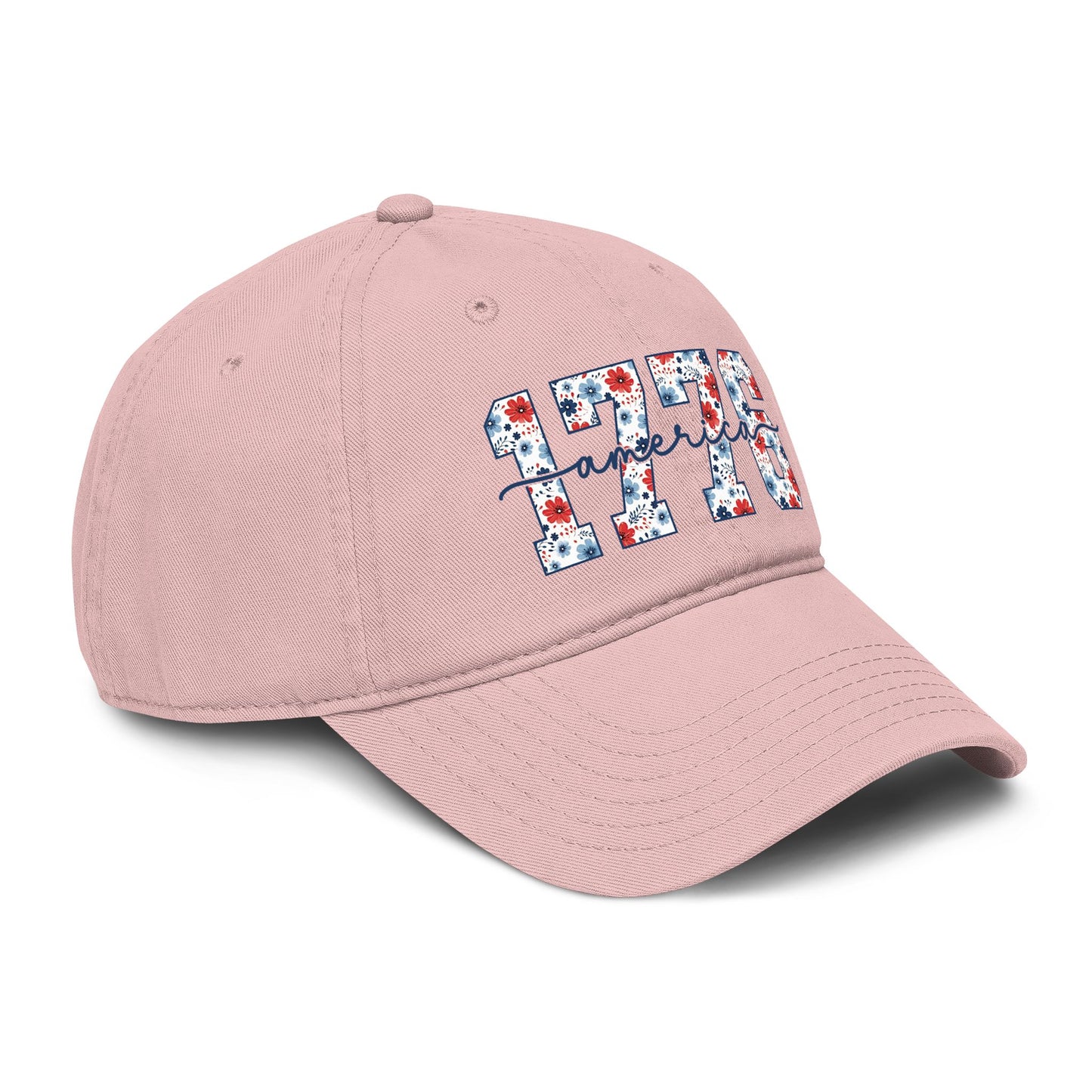 Baseball Cap — '1776 American' Floral Vintage Washed Hat