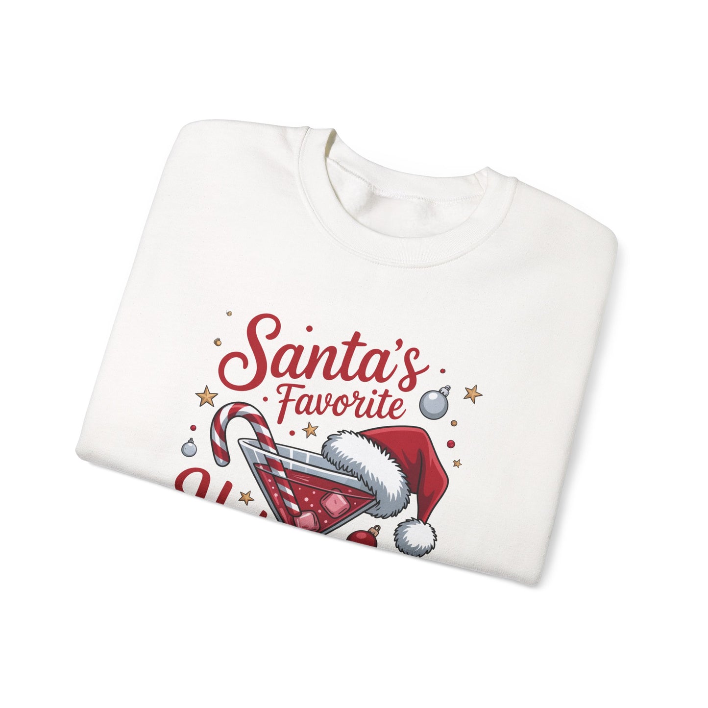 Crewneck Sweatshirt — "Santa's Favorite Hot Mess" Christmas Cocktail Sweatshirt