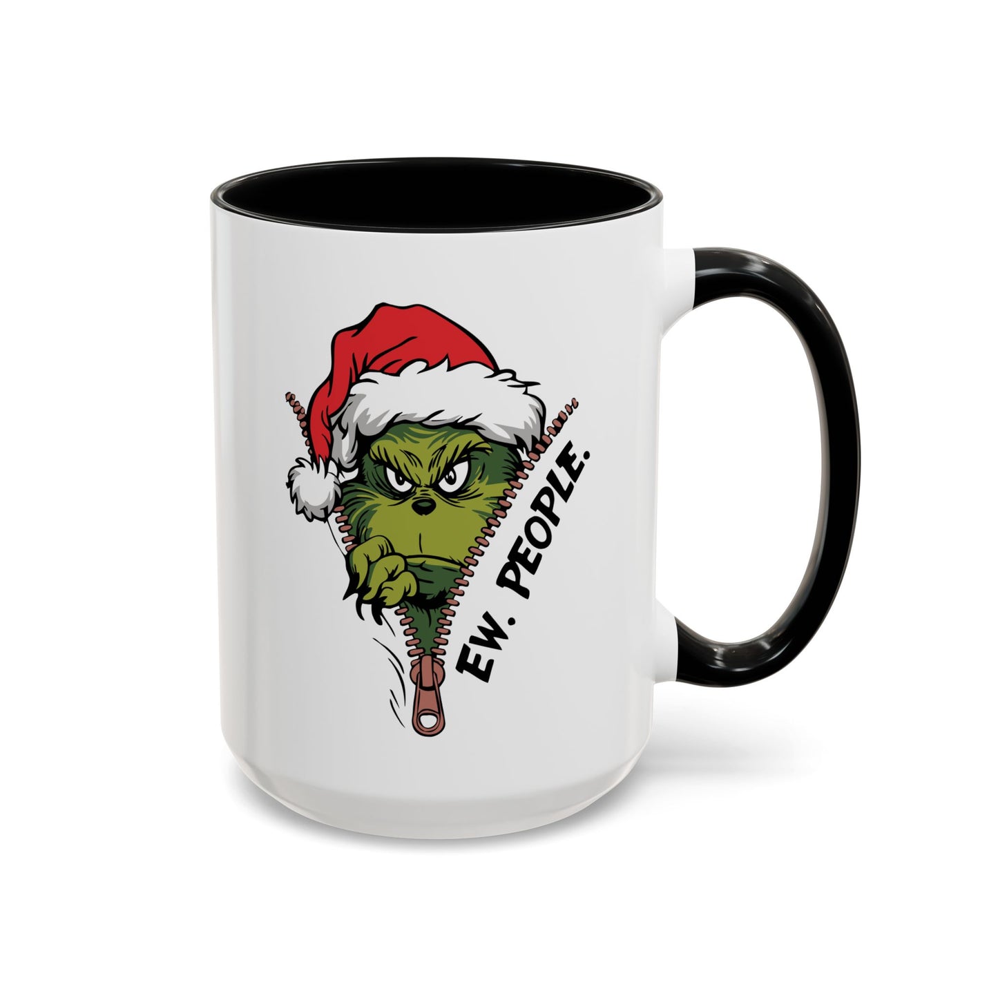 2 Sided Grumpy Grinch Holiday Coffee Mug — "Ew, People." Accent Ceramic Mug