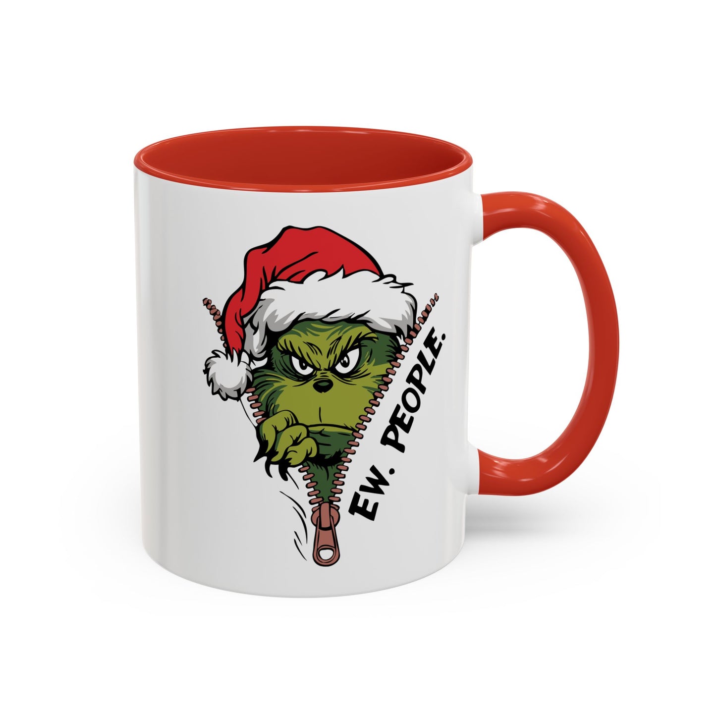 2 Sided Grumpy Grinch Holiday Coffee Mug — "Ew, People." Accent Ceramic Mug