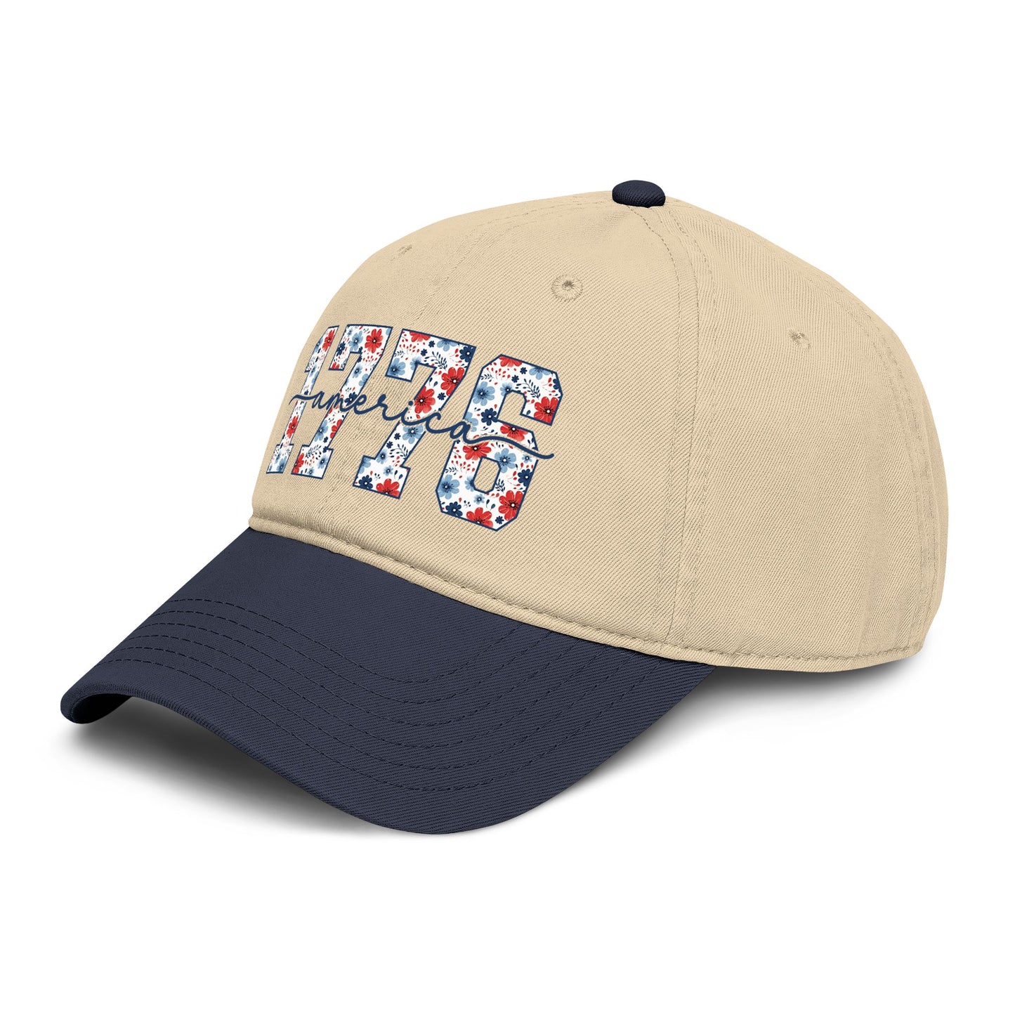 Baseball Cap — '1776 American' Floral Vintage Washed Hat