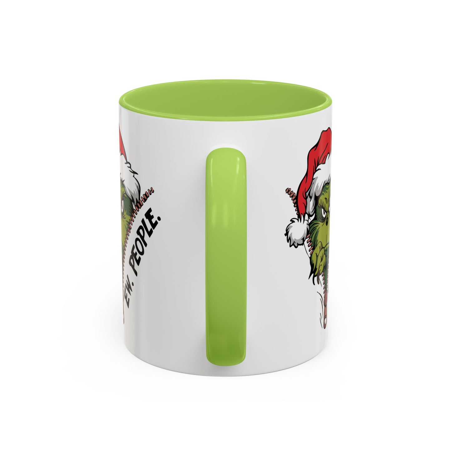 2 Sided Grumpy Grinch Holiday Coffee Mug — "Ew, People." Accent Ceramic Mug