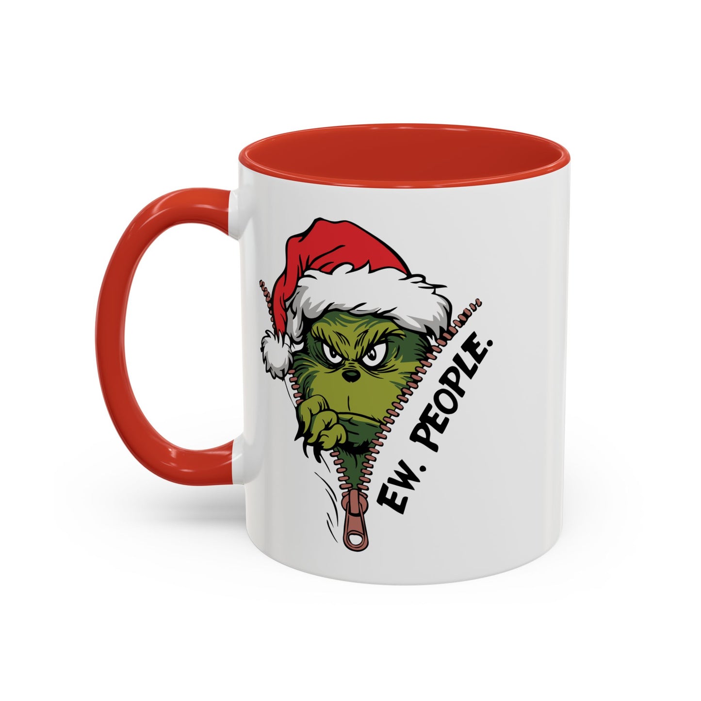 2 Sided Grumpy Grinch Holiday Coffee Mug — "Ew, People." Accent Ceramic Mug