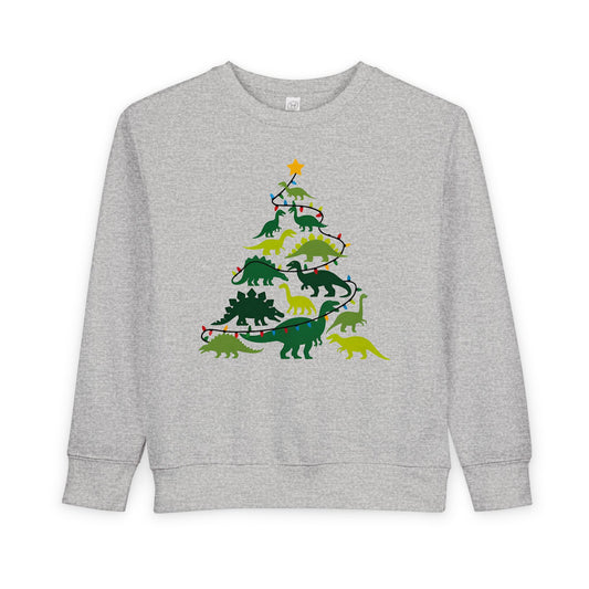Toddler Sweatshirt - Dino Christmas Tree Holiday Crewneck