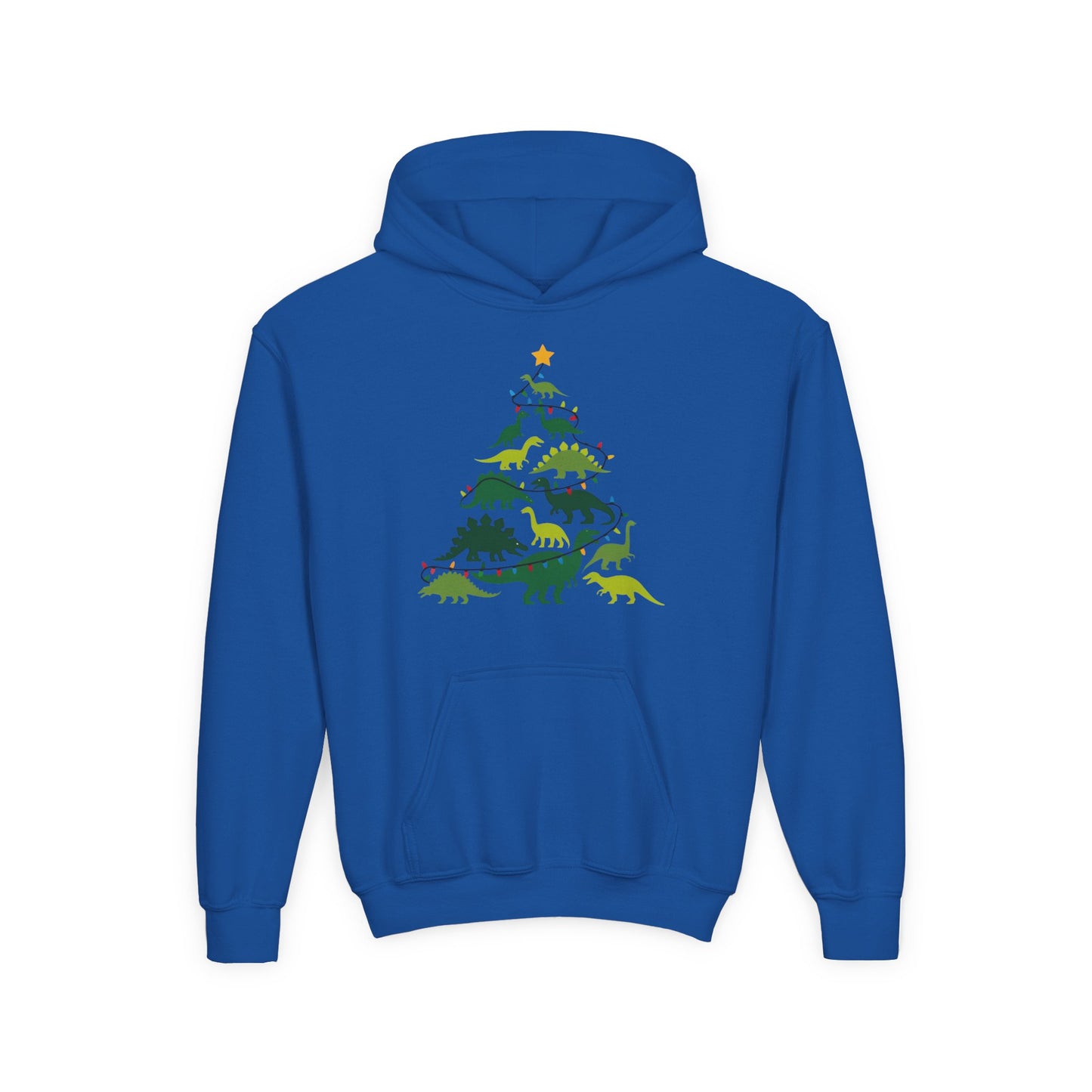Kids' Dinosaur Christmas Tree Hoodie – Festive Dino Holiday Sweatshirt