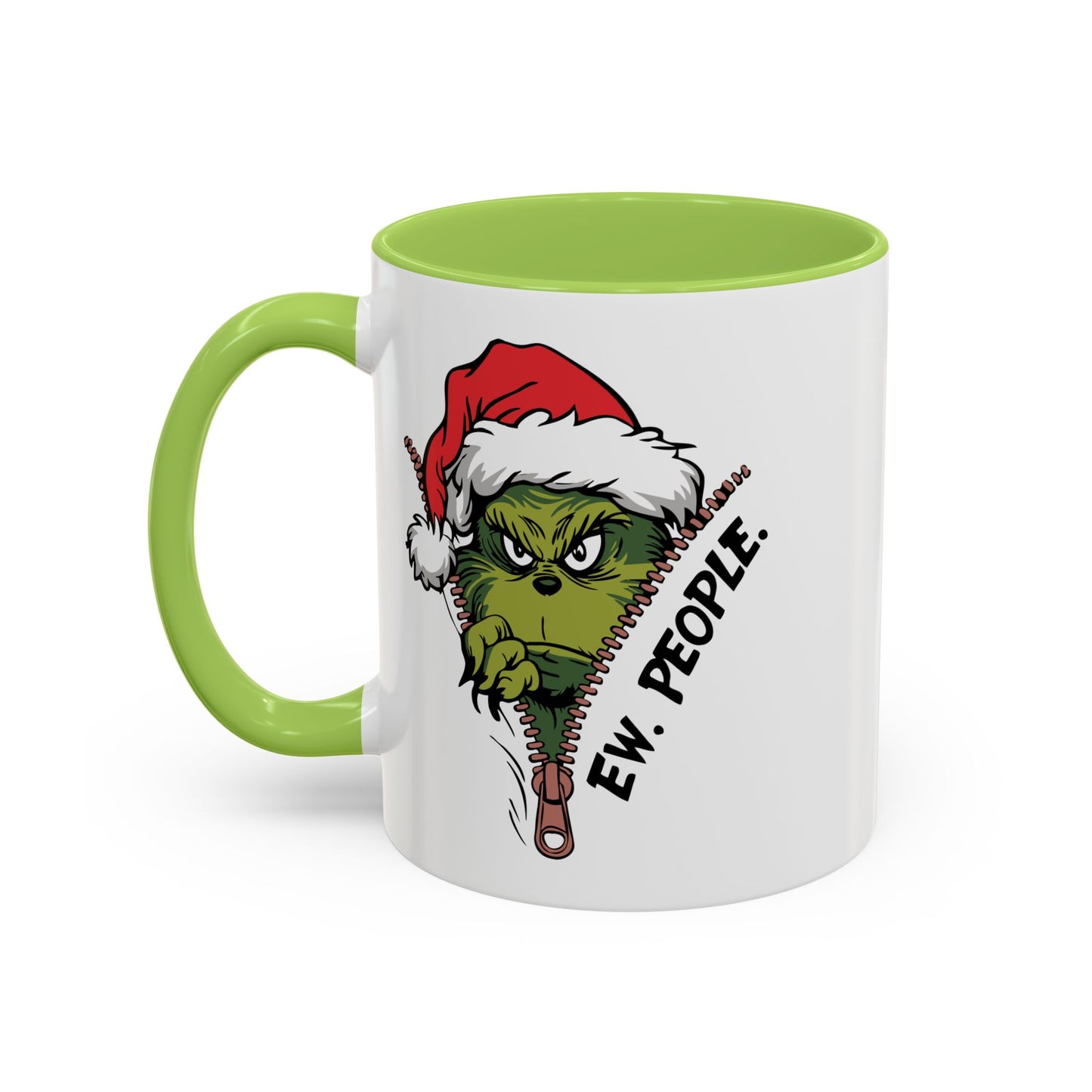 2 Sided Grumpy Grinch Holiday Coffee Mug — "Ew, People." Accent Ceramic Mug