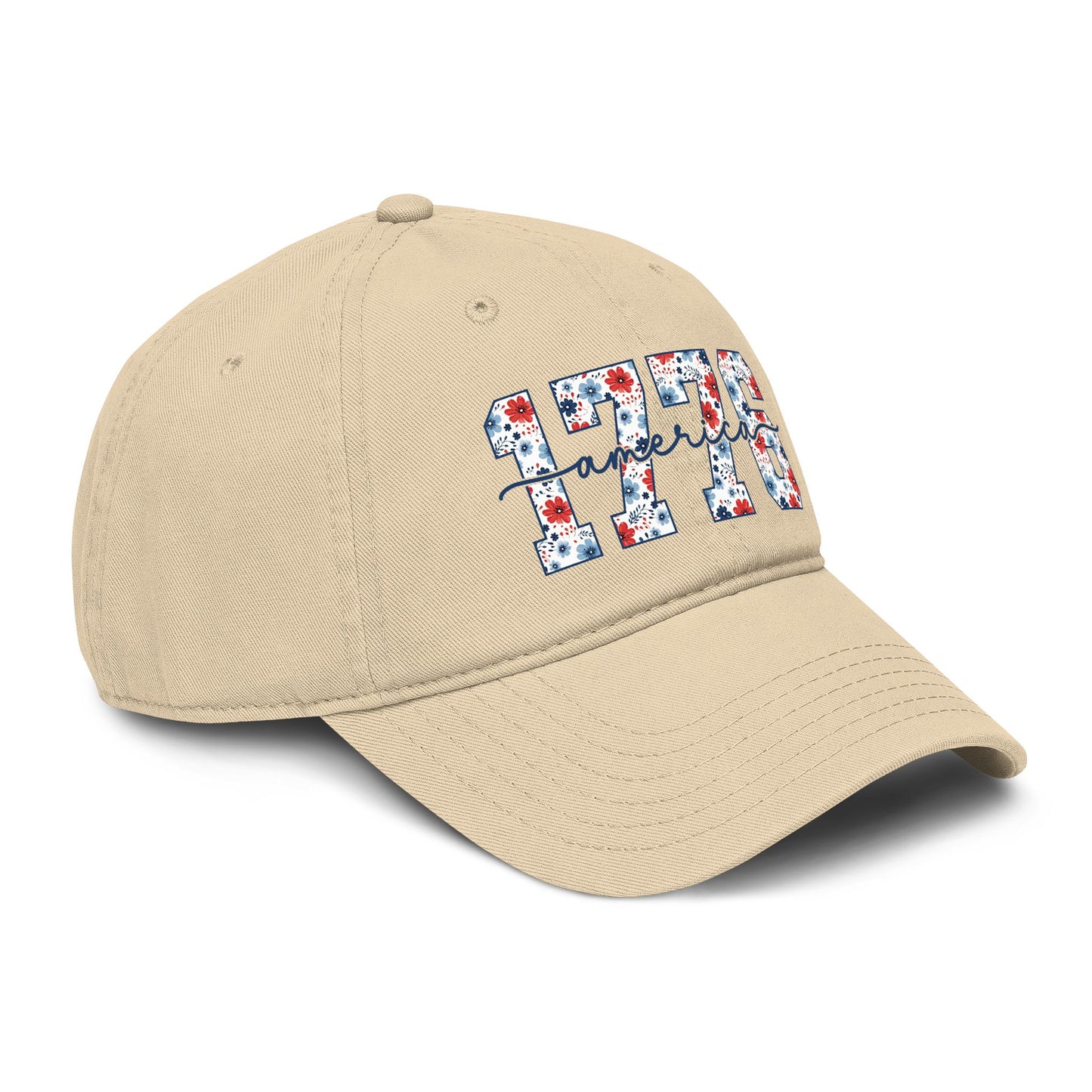 Baseball Cap — '1776 American' Floral Vintage Washed Hat