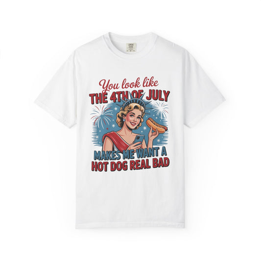 4th of July Hot Dog Tee — Funny Retro Independence Day Graphic T‑Shirt