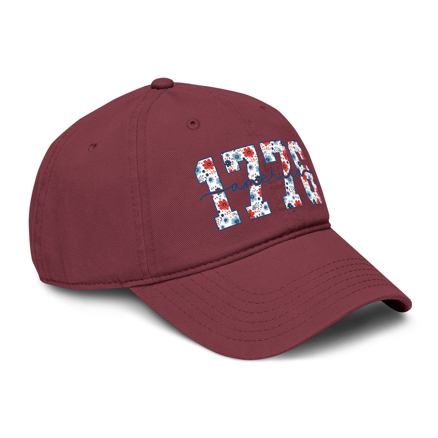 Baseball Cap — '1776 American' Floral Vintage Washed Hat