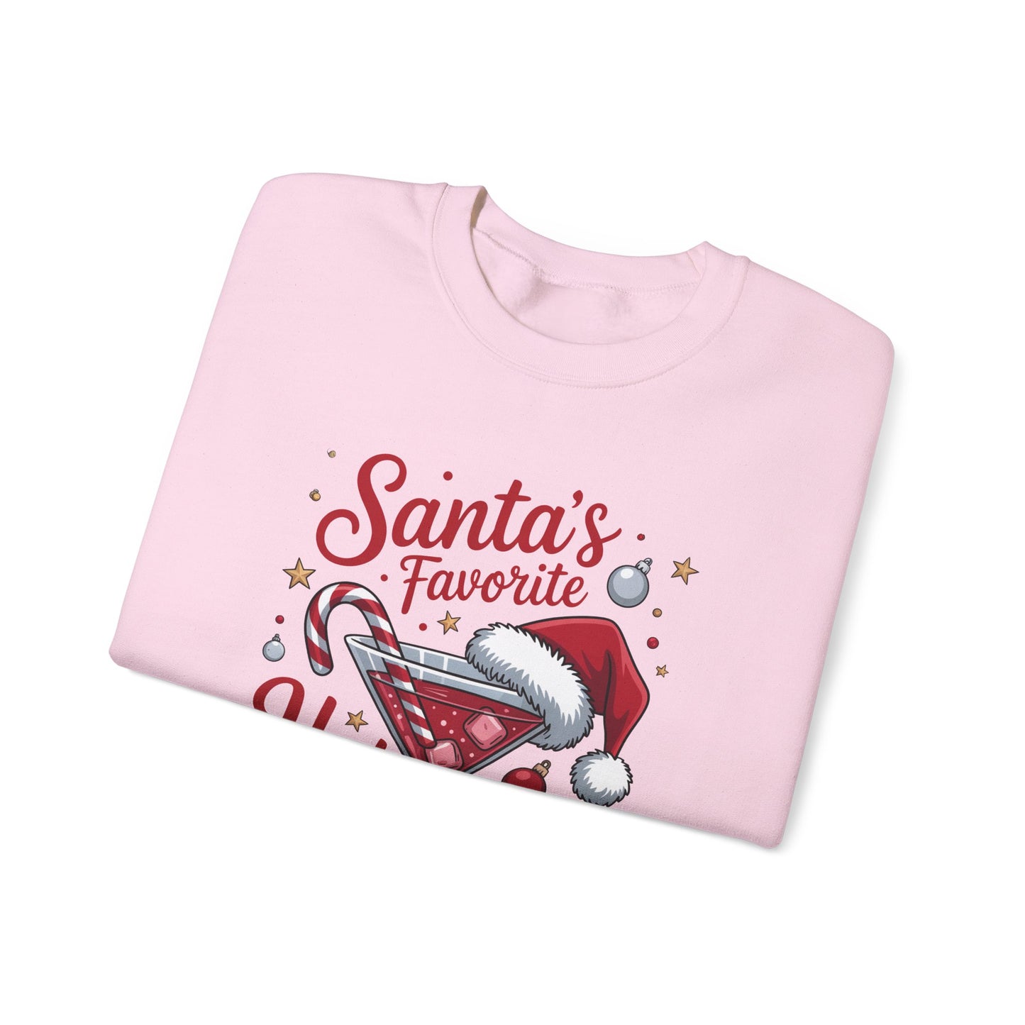 Crewneck Sweatshirt — "Santa's Favorite Hot Mess" Christmas Cocktail Sweatshirt