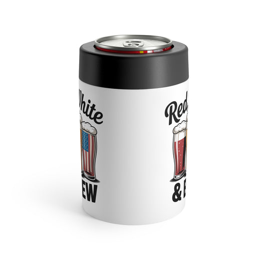 Patriotic Red White & Brew Can Holder – Insulated Beer Cooler for 4th of July
