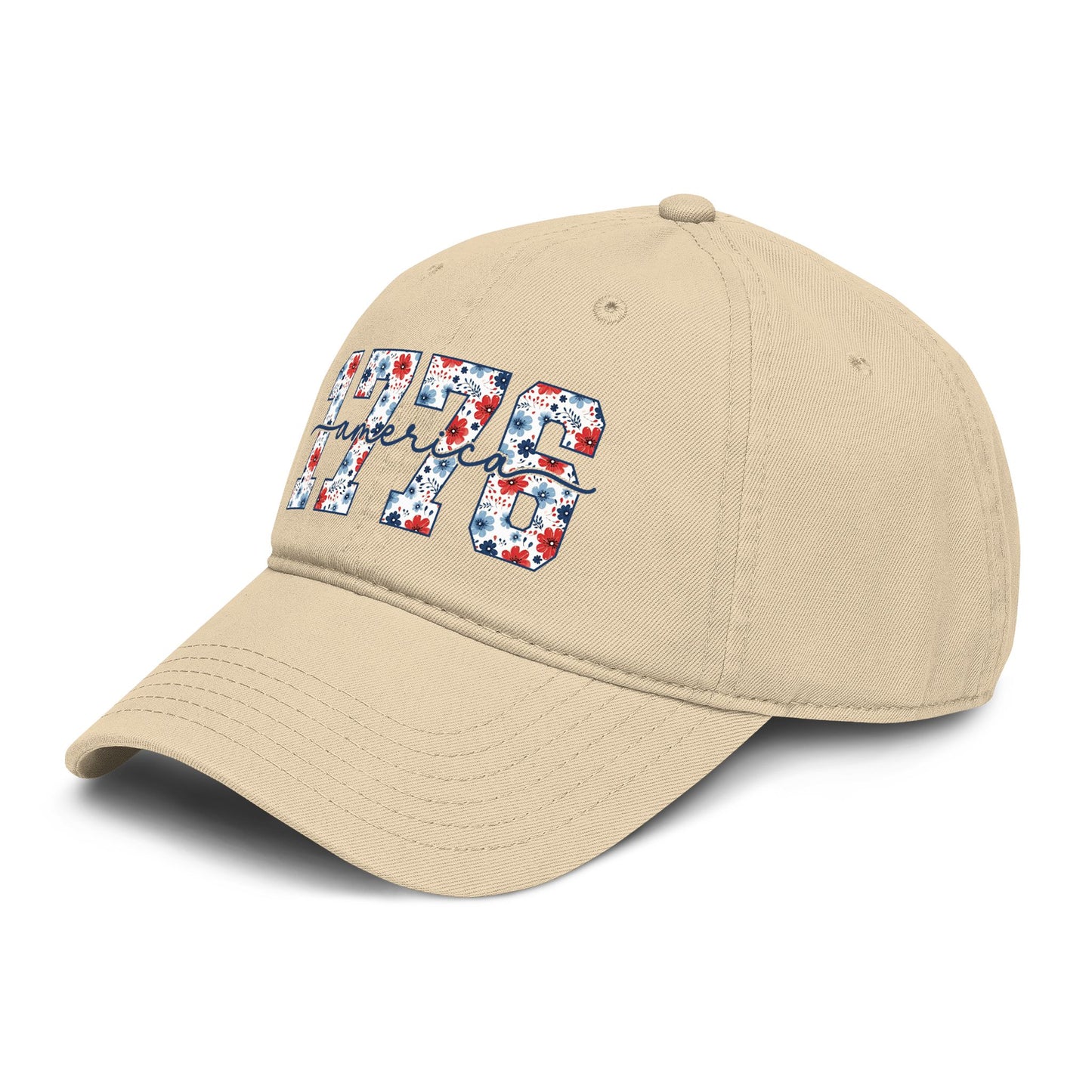 Baseball Cap — '1776 American' Floral Vintage Washed Hat