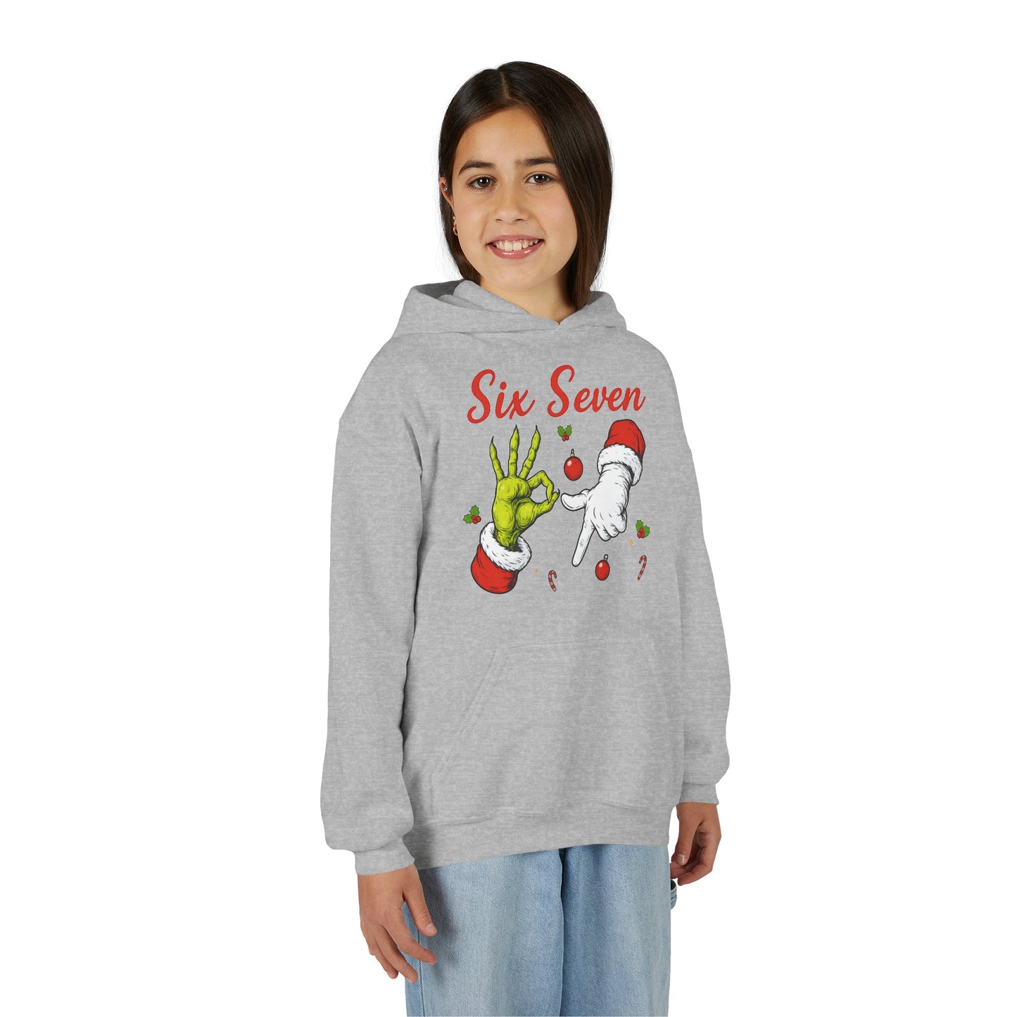 Youth Hoodie — 'Six Seven' Grinch Holiday Graphic