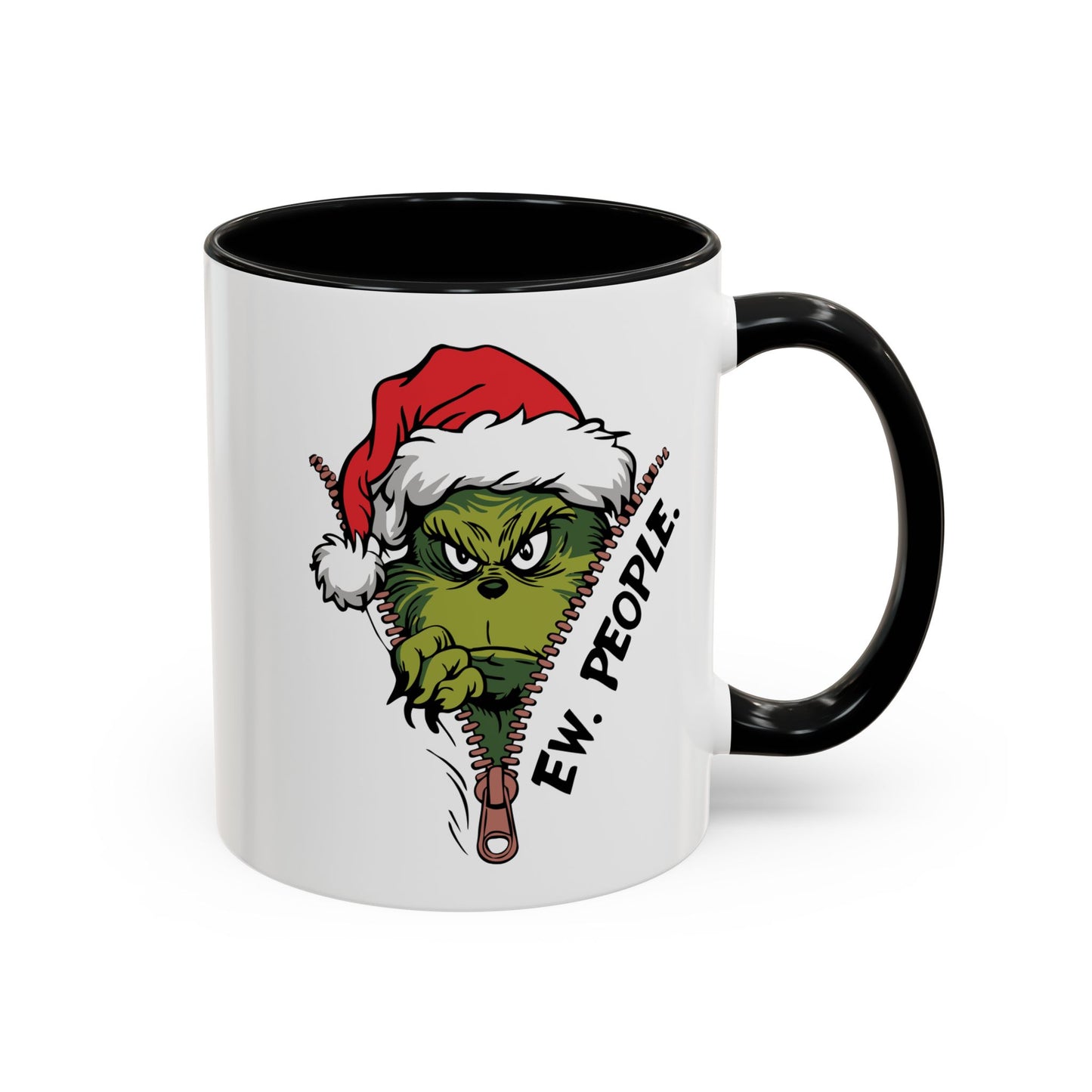 2 Sided Grumpy Grinch Holiday Coffee Mug — "Ew, People." Accent Ceramic Mug
