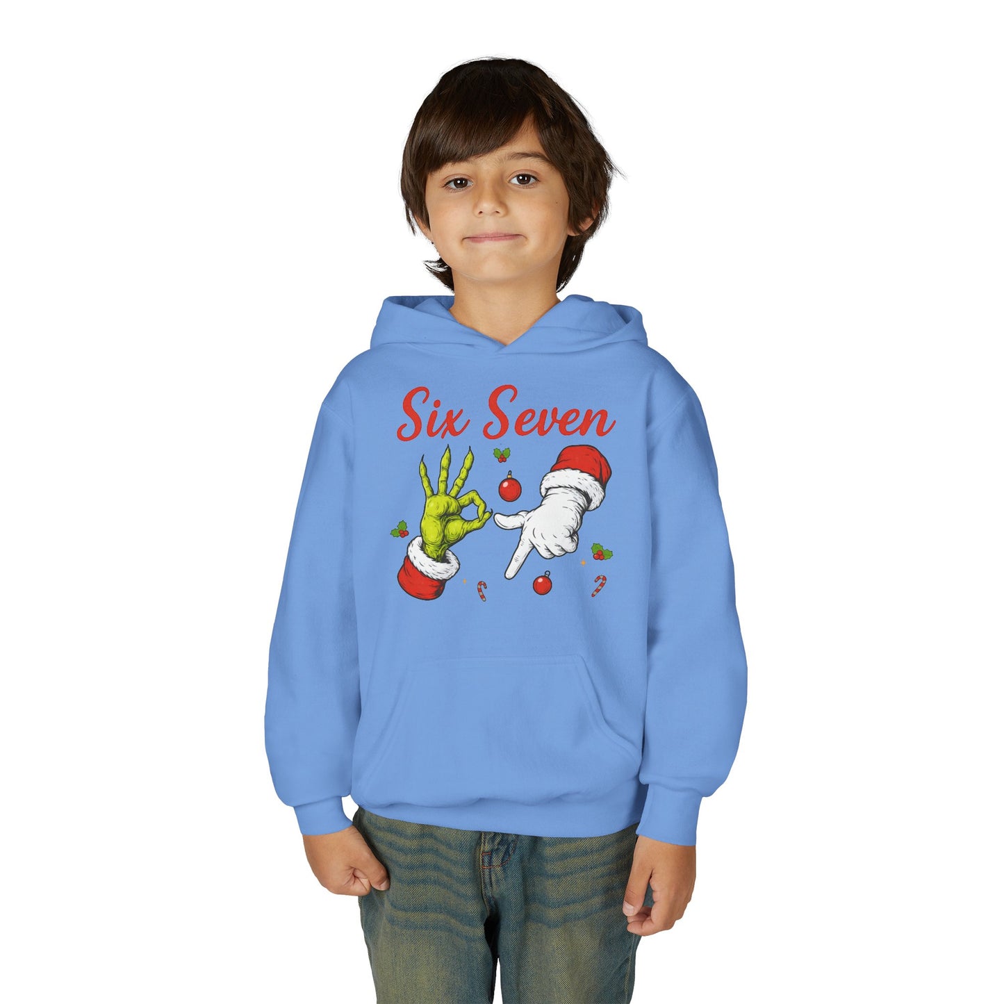 Youth Hoodie — 'Six Seven' Grinch Holiday Graphic