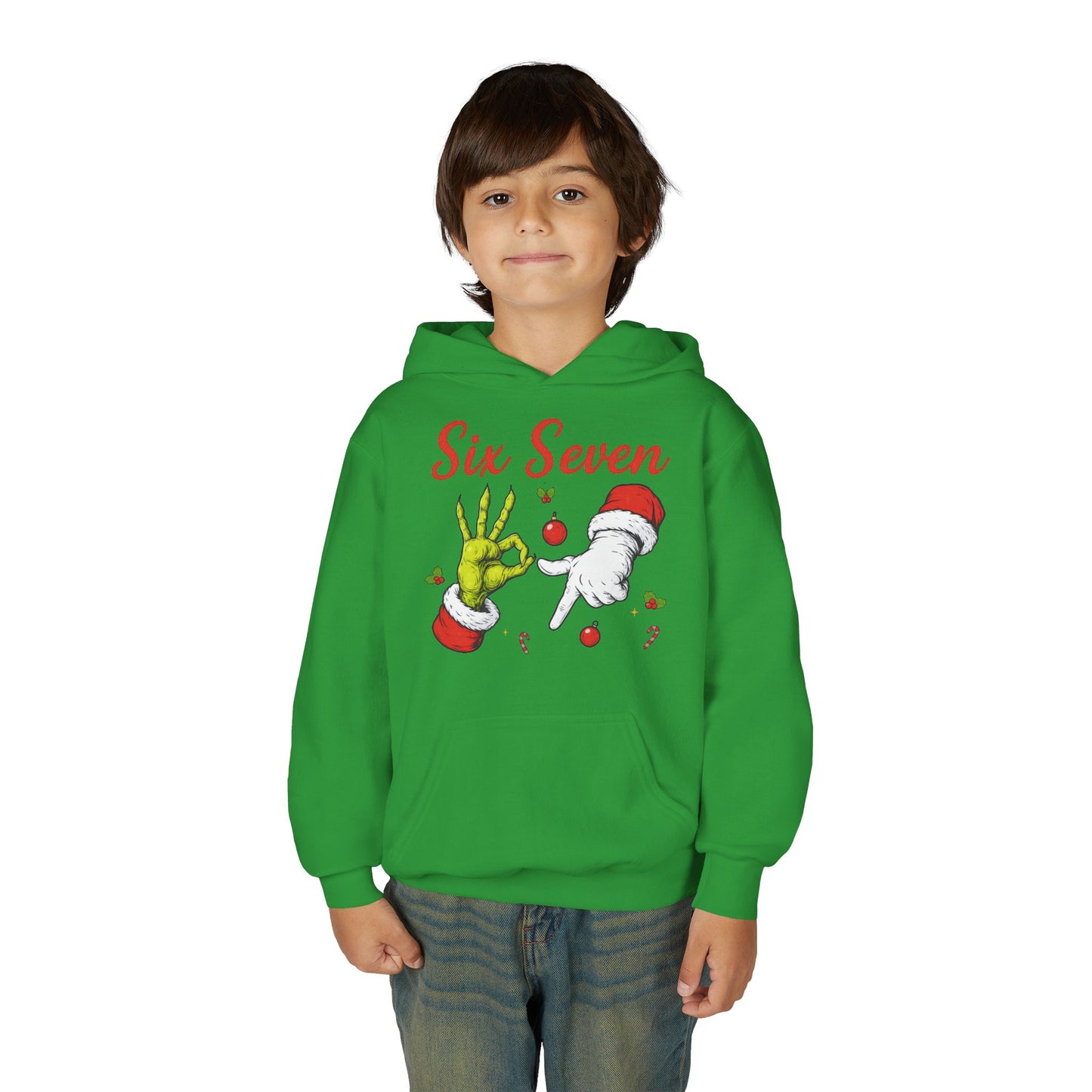 Youth Hoodie — 'Six Seven' Grinch Holiday Graphic