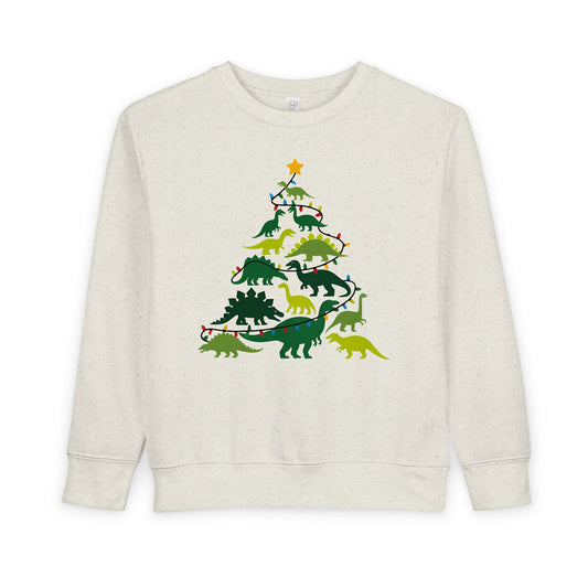 Toddler Sweatshirt - Dino Christmas Tree Holiday Crewneck