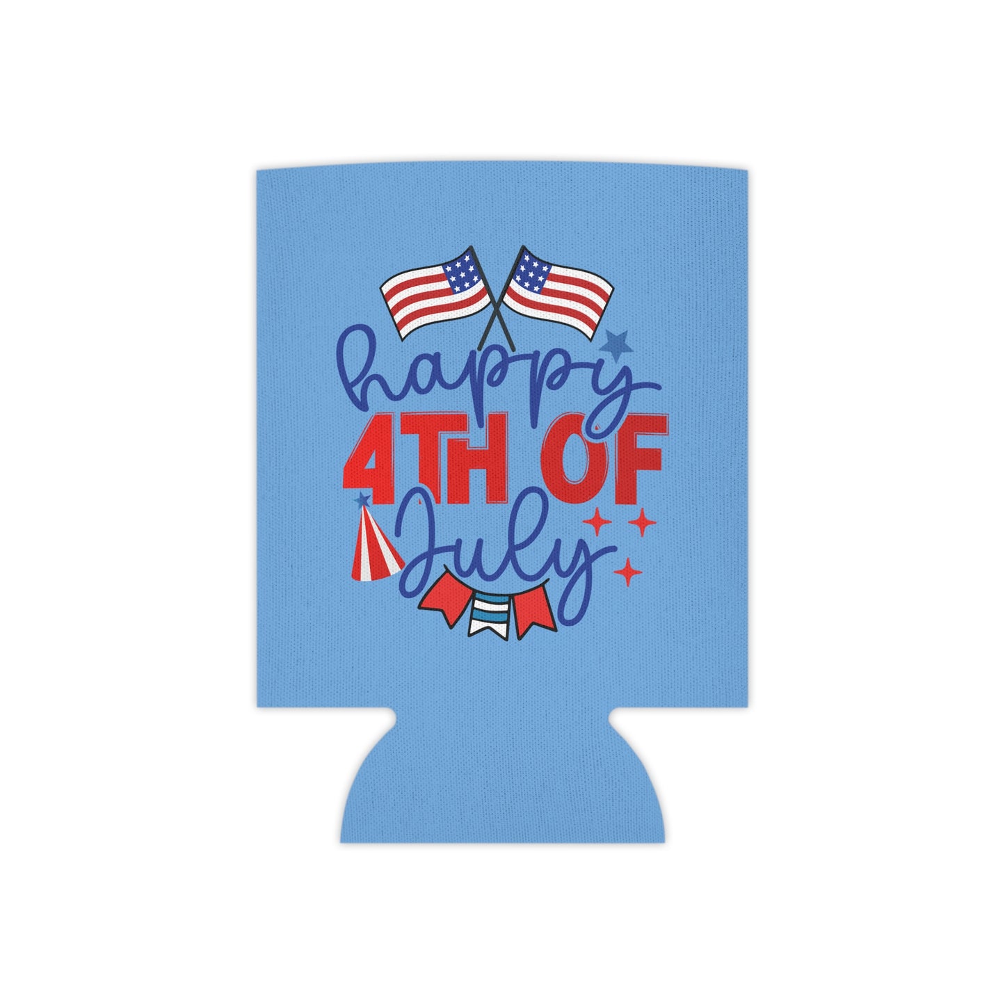 Happy 4th of July Can Cooler – Patriotic American Flag Drink Koozie