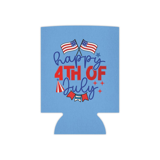Happy 4th of July Can Cooler – Patriotic American Flag Drink Koozie