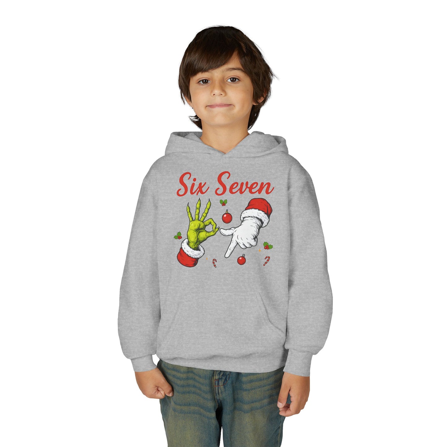 Youth Hoodie — 'Six Seven' Grinch Holiday Graphic