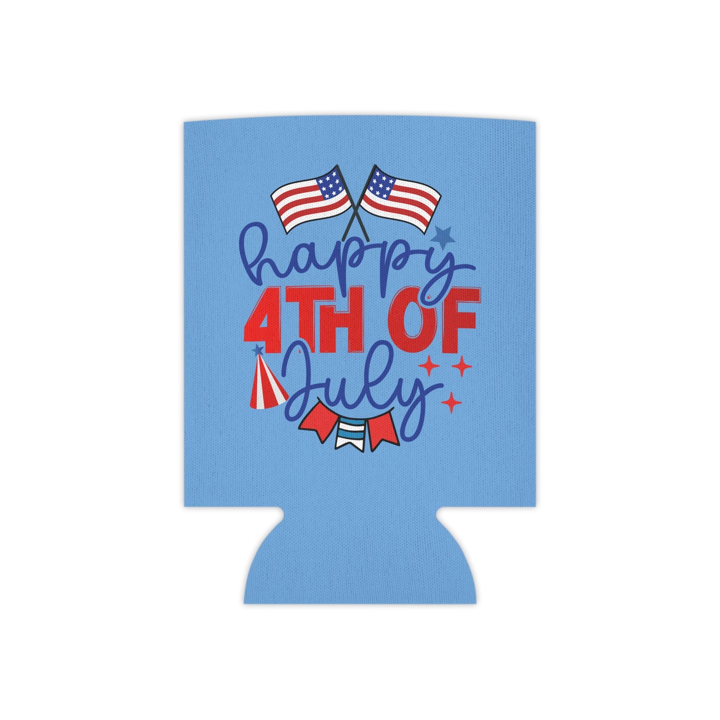 Happy 4th of July Can Cooler – Patriotic American Flag Drink Koozie