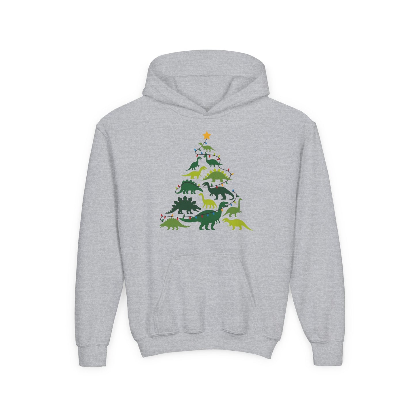 Kids' Dinosaur Christmas Tree Hoodie – Festive Dino Holiday Sweatshirt