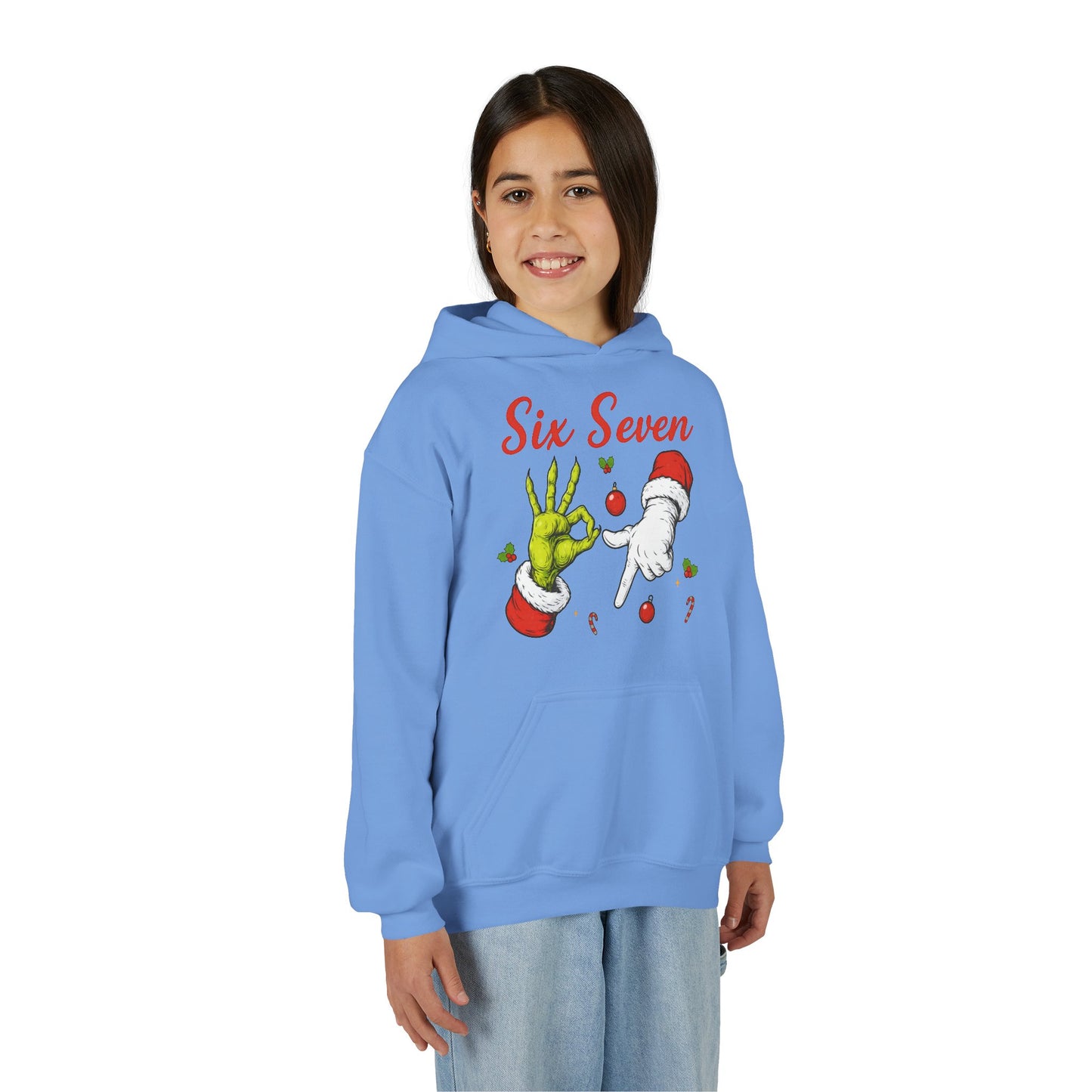 Youth Hoodie — 'Six Seven' Grinch Holiday Graphic