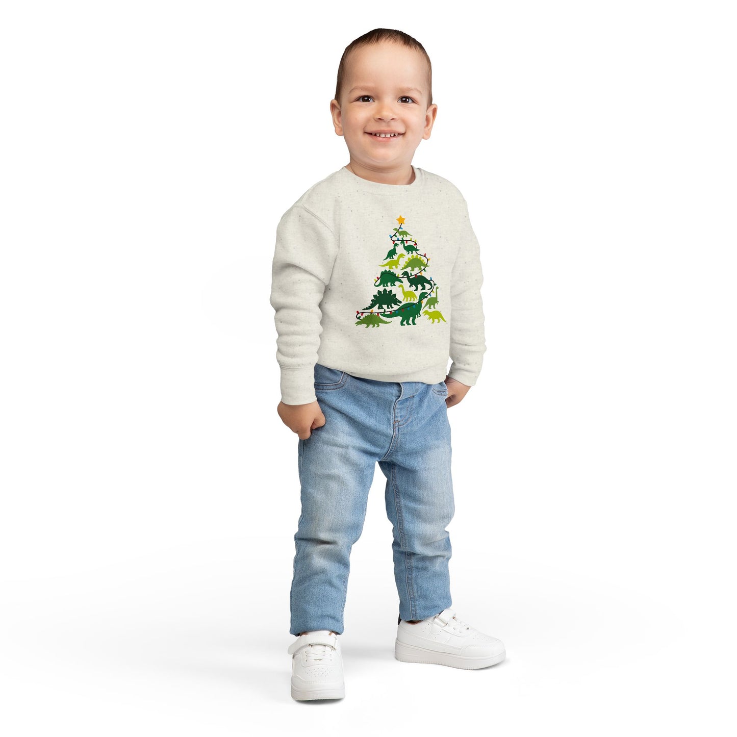 Toddler Sweatshirt - Dino Christmas Tree Holiday Crewneck