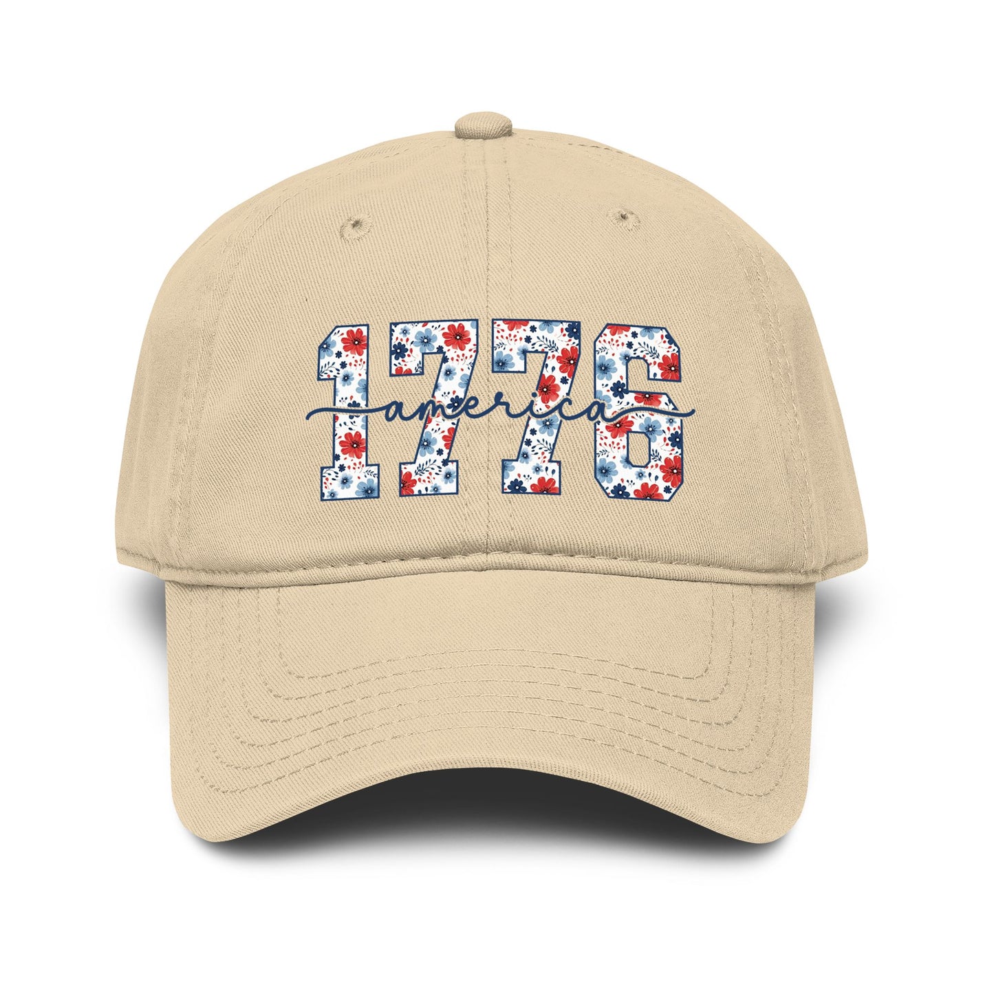 Baseball Cap — '1776 American' Floral Vintage Washed Hat