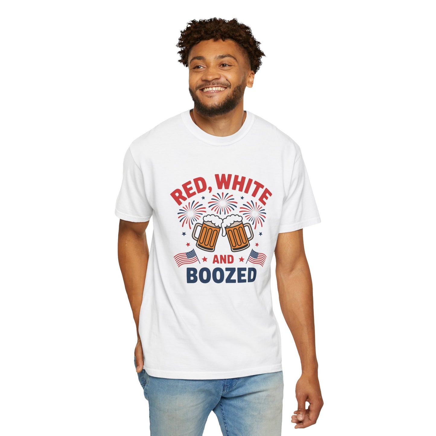 Red, White and Boozed Tee — 4th of July Patriotic Beer T‑Shirt