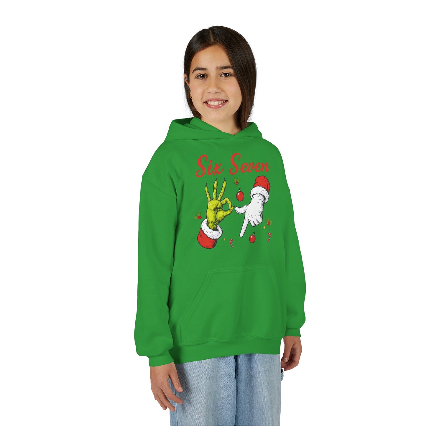 Youth Hoodie — 'Six Seven' Grinch Holiday Graphic