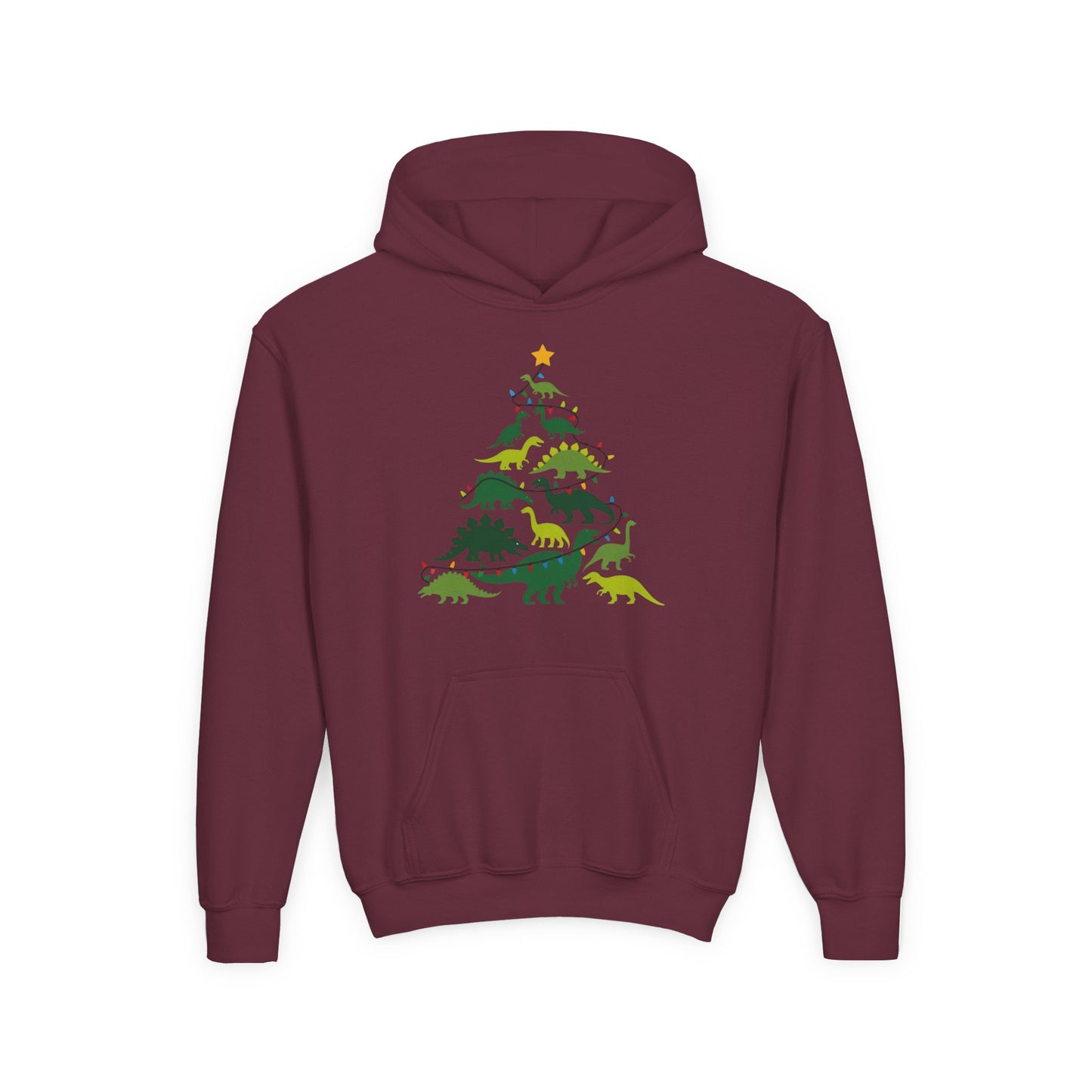 Kids' Dinosaur Christmas Tree Hoodie – Festive Dino Holiday Sweatshirt