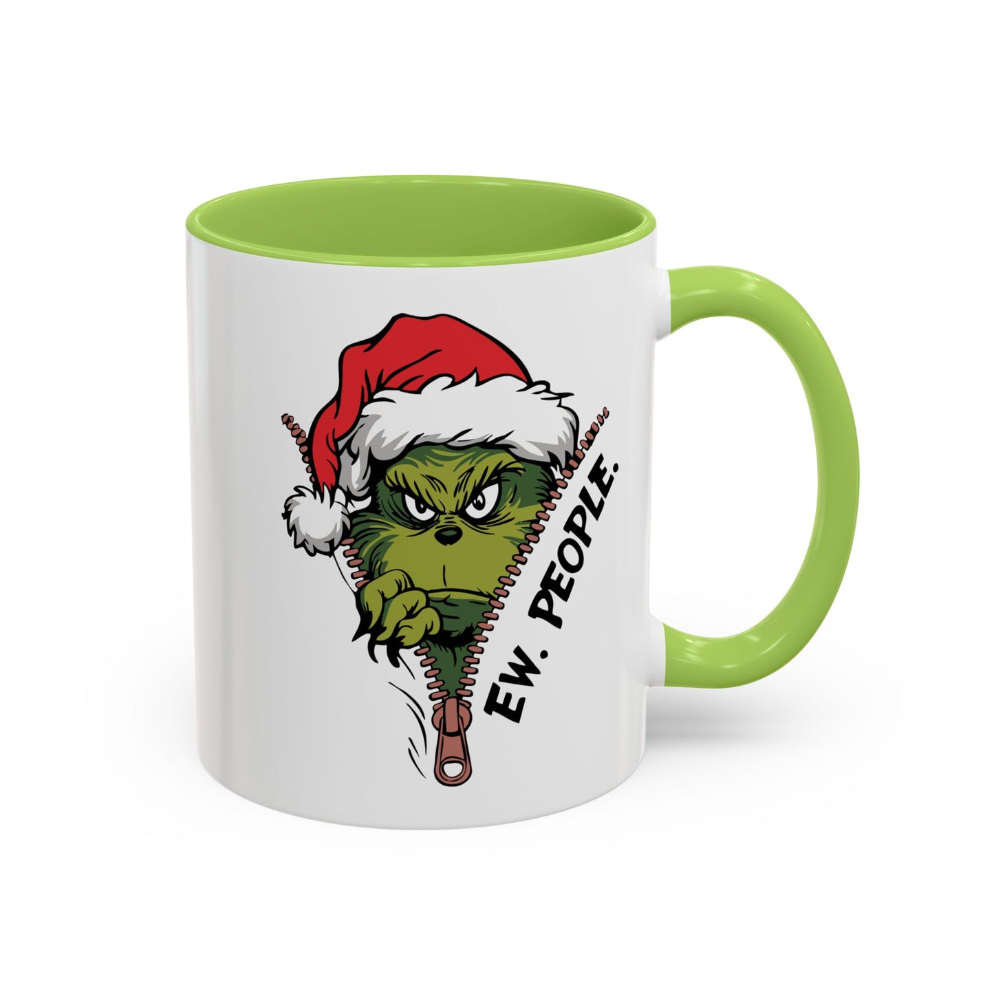 2 Sided Grumpy Grinch Holiday Coffee Mug — "Ew, People." Accent Ceramic Mug