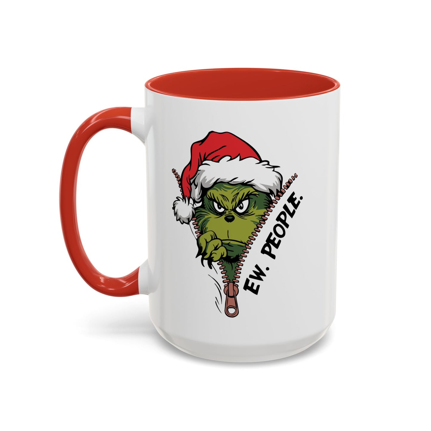 2 Sided Grumpy Grinch Holiday Coffee Mug — "Ew, People." Accent Ceramic Mug
