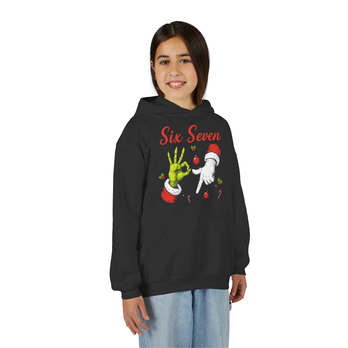 Youth Hoodie — 'Six Seven' Grinch Holiday Graphic