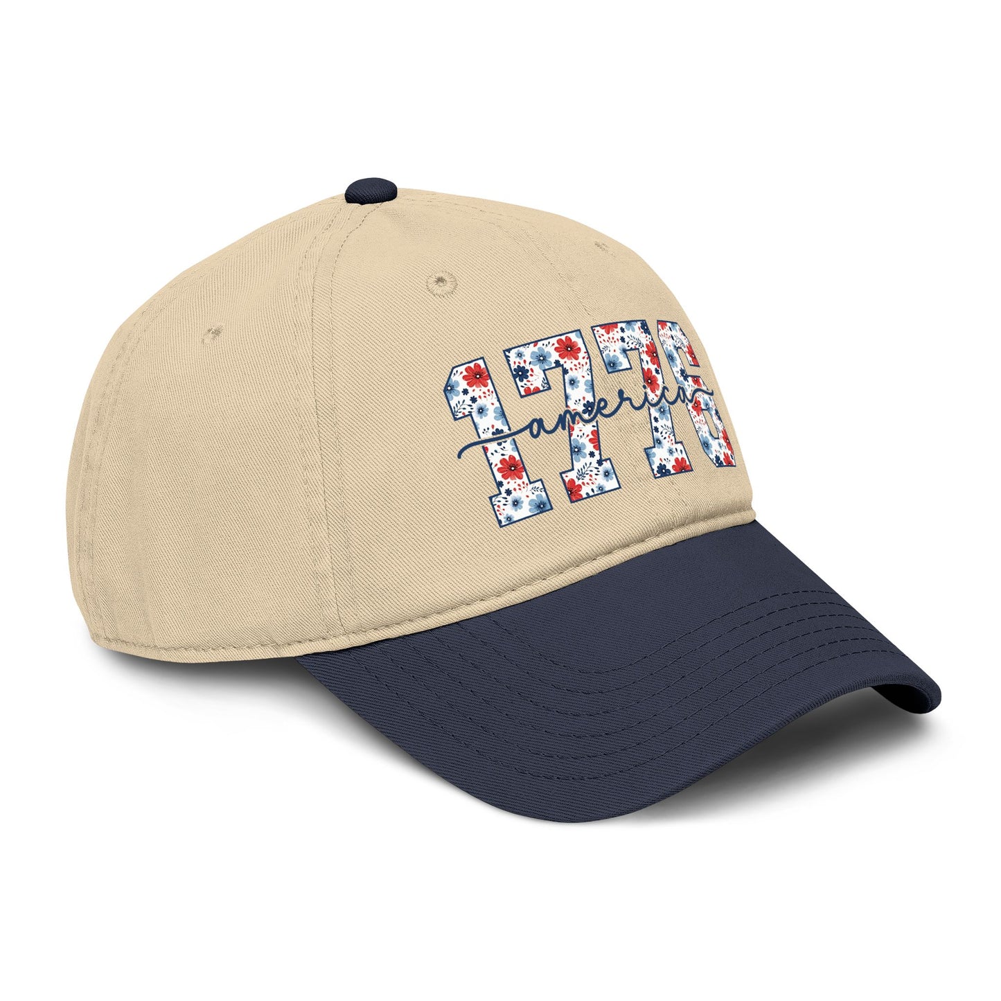 Baseball Cap — '1776 American' Floral Vintage Washed Hat