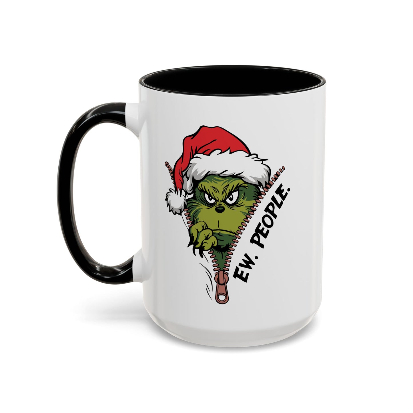 2 Sided Grumpy Grinch Holiday Coffee Mug — "Ew, People." Accent Ceramic Mug