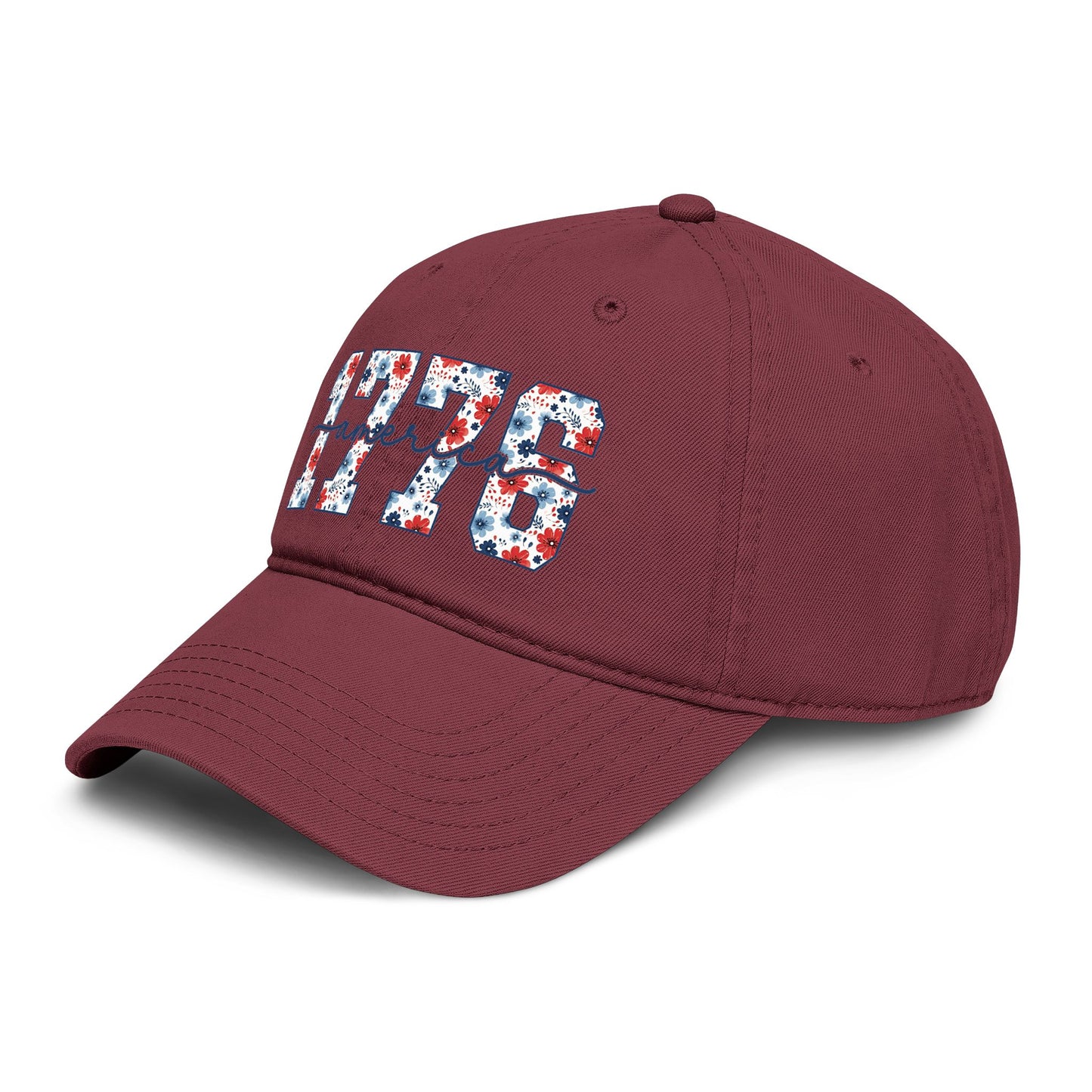 Baseball Cap — '1776 American' Floral Vintage Washed Hat